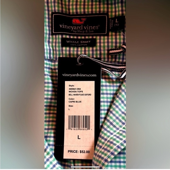 NWT Vineyard Bell Haven Plaid Oxford Boy's Size 16 in Capri Blue - Picture 5 of 6